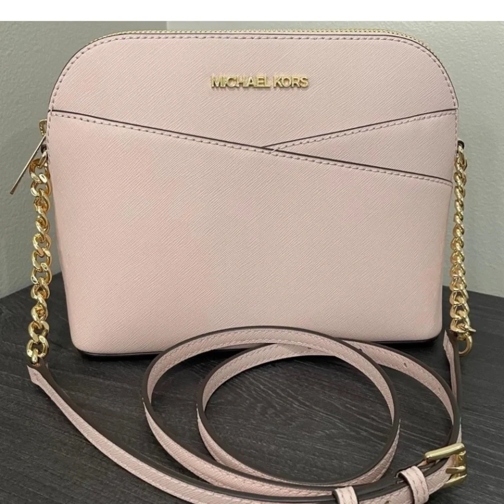 Michael Kors Jet Set Travel Medium Dome Blush Pink Adjustable Crossbody NWT